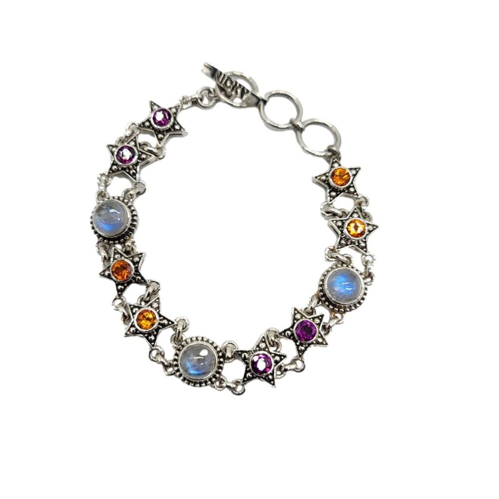 Nicky Butler Star Toggle Bracelet Topaz Gems Moonstone .925 Sterling Silver